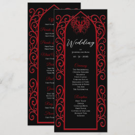 Ornate Border black and red Gothic Wedding Program Menu