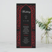 Ornate Border black and red Gothic Wedding Program Menu (Staand voorkant)