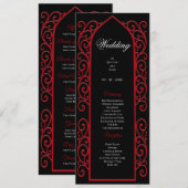 Ornate Border black and red Gothic Wedding Program Menu (Voorkant / Achterkant)