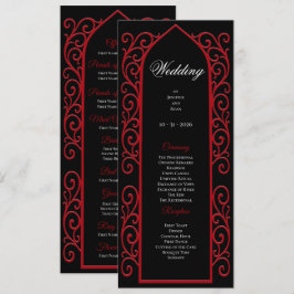Ornate Border black and red Gothic Wedding Program Menu