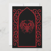 Ornate border black and red wedding save the date aankondiging (Achterkant)