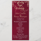 Ornate Border & Heart - Burgundy Programmakaart (Voorkant)