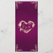 Ornate Border & Heart Monogram - Plum Menu (Achterkant)