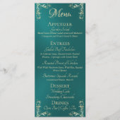 Ornate Border & Heart Monogram - Teal Menu (Voorkant)