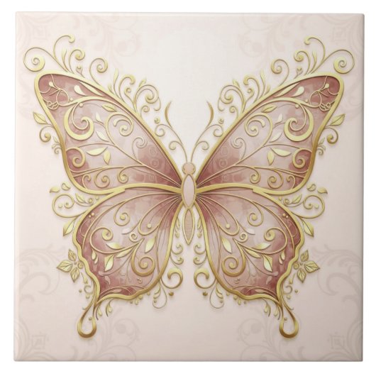 Ornate Butterfly Pat#5 Rose Gold ID1222 Tegeltje (Voorkant)