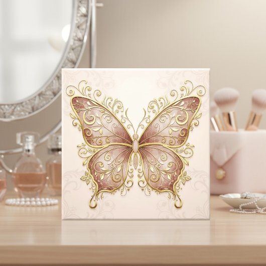 Ornate Butterfly Pat#5 Rose Gold ID1222 Tegeltje