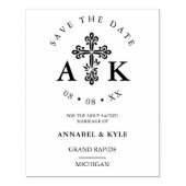 Ornate Christian Cross Minimal Wedding Save Date Rubberstempel (Afrduk)