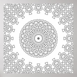 Ornate Circular Motif Mandala Coloring Design Art Poster