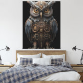 Ornate Clockwork Owl Canvas Afdruk (Insitu (Slaapkamer))