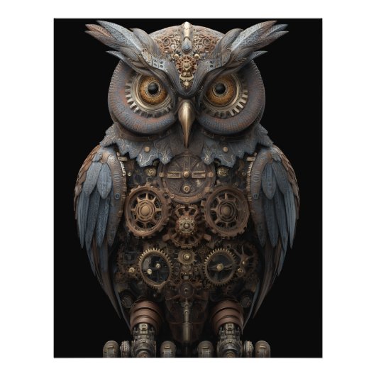 Ornate Clockwork Owl Foto Afdruk (Voorkant)