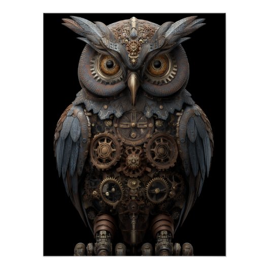 Ornate Clockwork Owl Perfect Poster (Voorkant)
