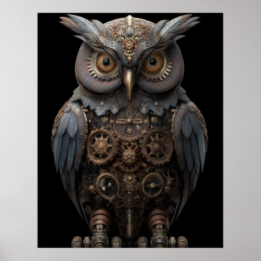 Ornate Clockwork Owl Poster (Voorkant)