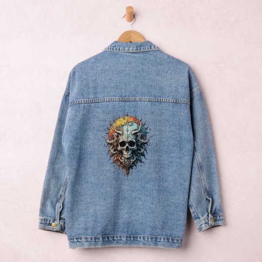 Ornate Cosmic Skull Gothic Baroque Mandala  Denim Jacket (Hangar)