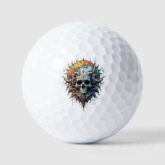 Ornate Cosmic Skull Gothic Baroque Mandala  Golfballen (Voorkant)