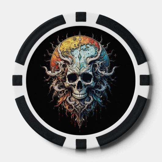 Ornate Cosmic Skull Gothic Baroque Mandala Poker Chips (Voorkant)