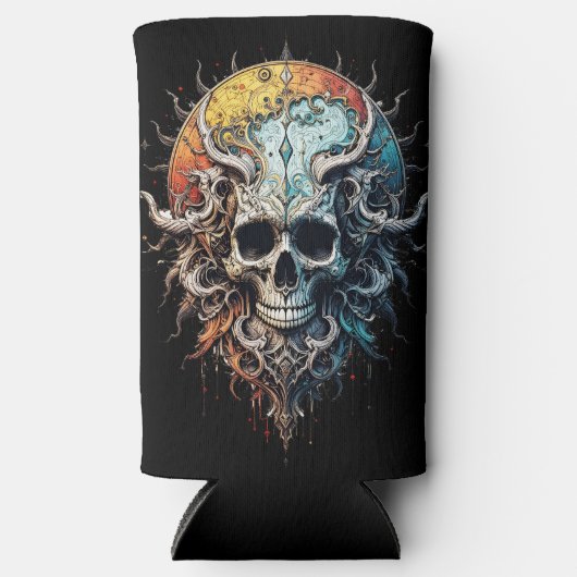 Ornate Cosmic Skull Gothic Baroque Mandala Seltzer Blikjeskoeler (Voorkant)