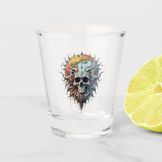 Ornate Cosmic Skull Gothic Baroque Mandala  Shot Glas (Voorkant)