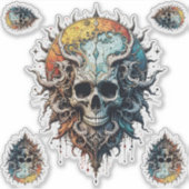 Ornate Cosmic Skull Gothic Baroque Mandala  Sticker (Voorkant)