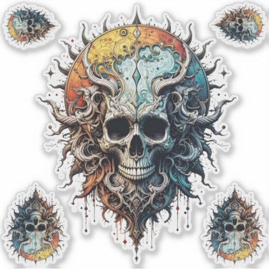 Ornate Cosmic Skull Gothic Baroque Mandala  Sticker (Voorkant)