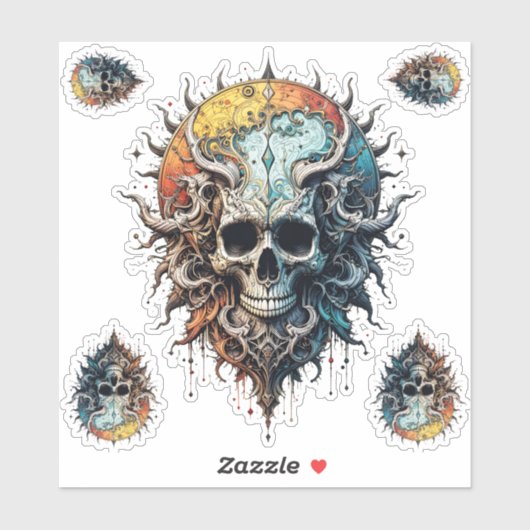 Ornate Cosmic Skull Gothic Baroque Mandala  Sticker (Vel)