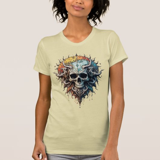 Ornate Cosmic Skull Gothic Baroque Mandala  T-shirt (Voorkant)