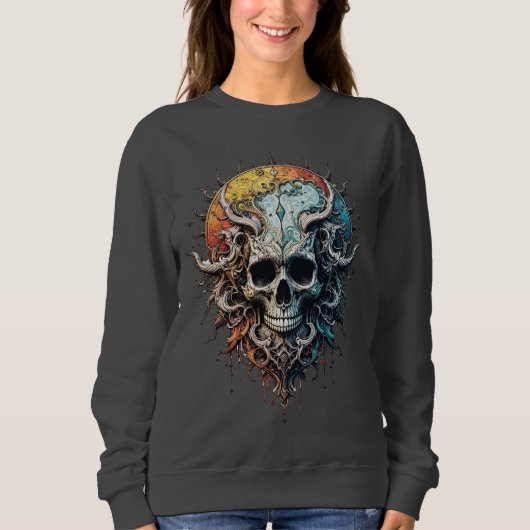 Ornate Cosmic Skull Gothic Baroque Mandala  Trui (Voorkant)