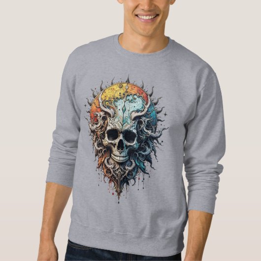 Ornate Cosmic Skull Gothic Baroque Mandala  Trui (Voorkant)