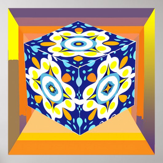 Ornate Cube: A Kaleidoscope of Patterns Poster (Voorkant)