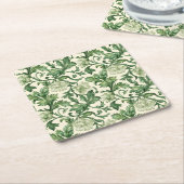 Ornate dark green acanthus leaves pattern kartonnen onderzetters (Schuin)