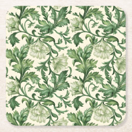 Ornate dark green acanthus leaves pattern kartonnen onderzetters