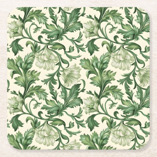 Ornate dark green acanthus leaves pattern kartonnen onderzetters (Voorkant)