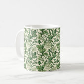Ornate dark green acanthus leaves pattern koffiemok (Voorkant links)