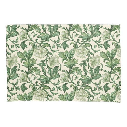Ornate dark green acanthus leaves pattern kussensloop (Voorkant-Links)