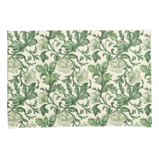 Ornate dark green acanthus leaves pattern kussensloop (Voorkant-Rechts)
