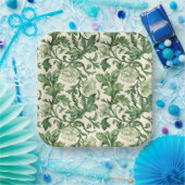 Ornate dark green acanthus leaves pattern papieren bordje (Feest)