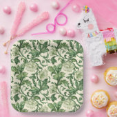 Ornate dark green acanthus leaves pattern papieren bordje (Feest)