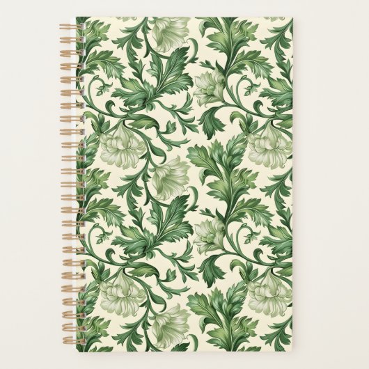 Ornate dark green acanthus leaves pattern planner (Voorkant)
