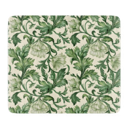 Ornate dark green acanthus leaves pattern snijplank