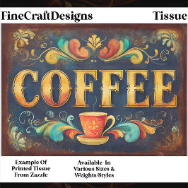 Ornate Distressed Coffee Typography FA1 Decoupage Tissuepapier