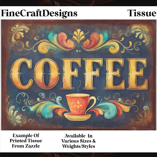 Ornate Distressed Coffee Typography FA1 Decoupage Tissuepapier