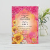 Ornate Elegant Colorful Floral Indian Wedding Kaart (Staand voorkant)