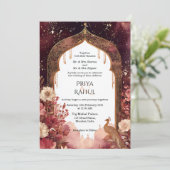 Ornate Elegant Gold Floral Indian Arch Wedding Kaart (Staand voorkant)