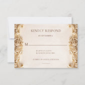 Ornate Elegant Gold Floral RSVP Response Card Kaartje (Voorkant)