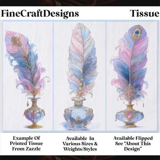 Ornate Elegant Quill & Inkwell Trio EQ2L Decoupage Tissuepapier