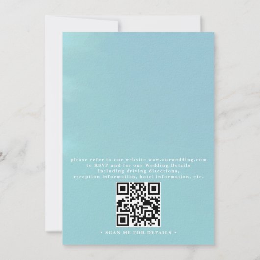 Ornate Embossed Tropical Palm QR Code Wedding Kaart (Achterkant)