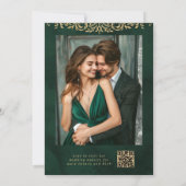 Ornate Emerald Gold Royal Elegant Wedding Kaart (Achterkant)