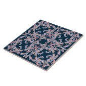 Ornate Floral Filigree Tile in Midnight Blue Tegeltje (Zijkant)
