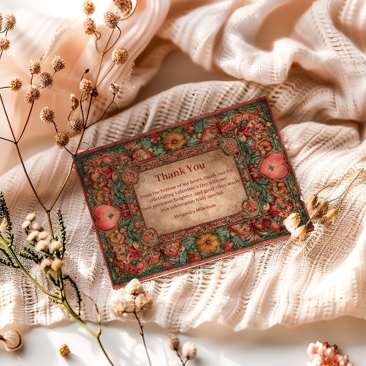 Ornate Floral Heart Valentine Party Bedankkaart