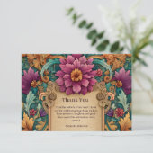 Ornate Floral Mardi Gras Masquerade Bedankkaart (Staand voorkant)