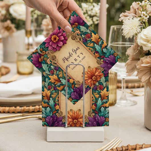 Ornate Floral Mardi Gras Masquerade Servet